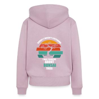 Bonsai - Frauen Premium Bio Zip Hoodie - Altrosa - Hinten - Julia (174cm)