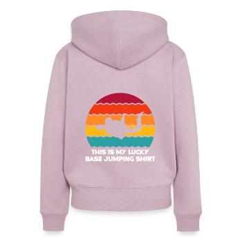 Base-Jumping für Fallschirmspringer & Base - Frauen Premium Bio Zip Hoodie - Altrosa - Hinten - Julia (174cm)