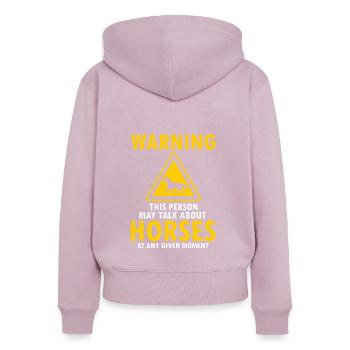 Drôle de cheval Sports équestres Chevaux Dictons Cadeau - Sweat à capuche zippé Premium bio Femme - rose poudré - Dos - Julia (174cm)