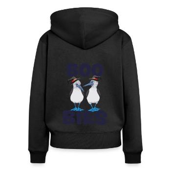 BOO BIES Funny Booby Bird Halloween Costume - Women's Premium Organic Zip Hoodie - black - Back - Julia (174cm)