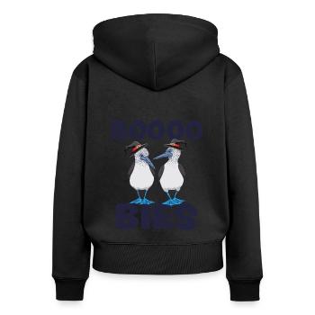 Funny Halloween Costume Booby Bird BOOOO BIES - Women's Premium Organic Zip Hoodie - black - Back - Julia (174cm)