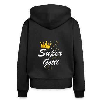 Gotti - Frauen Premium Bio Zip Hoodie - Schwarz - Hinten - Julia (174cm)