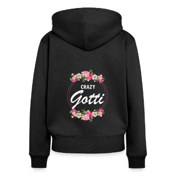 Crasy Gotti - Frauen Premium Bio Zip Hoodie - Schwarz - Hinten - Julia (174cm)