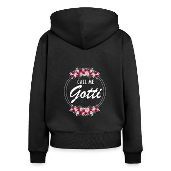 Gotti Patentante Taufpatin Schweiz - Frauen Premium Bio Zip Hoodie - Schwarz - Hinten - Julia (174cm)