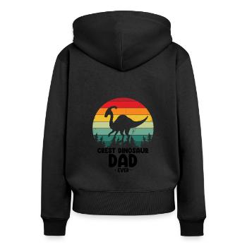 Crest Dinosaur Papa pour Parasaurolophus - Sweat à capuche zippé Premium bio Femme - noir - Dos - Julia (174cm)
