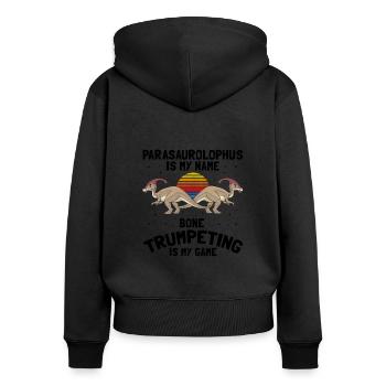 Dinosaurier Motif für Paläontologen - Frauen Premium Bio Zip Hoodie - Schwarz - Hinten - Julia (174cm)
