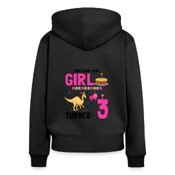Parasaurolophus Boys Design Birthday Party - Women's Premium Organic Zip Hoodie - black - Back - Julia (174cm)