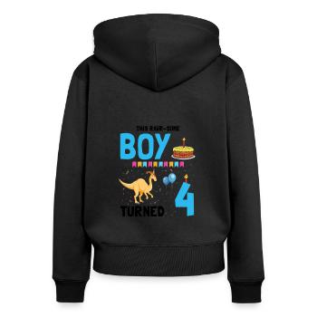 Parasaurolophus Enfants pour l’anniversaire des dinosaures - Sweat à capuche zippé Premium bio Femme - noir - Dos - Julia (174cm)
