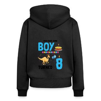 Parasaurolophus Kids for Dinosaur Birthday - Women's Premium Organic Zip Hoodie - black - Back - Julia (174cm)