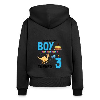 Parasaurolophus Boys Design Fête d’anniversaire - Sweat à capuche zippé Premium bio Femme - noir - Dos - Julia (174cm)