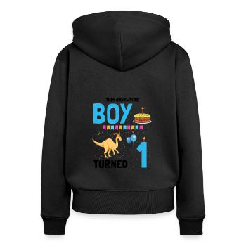 Parasaurolophus Boys Design Fête d’anniversaire - Sweat à capuche zippé Premium bio Femme - noir - Dos - Julia (174cm)