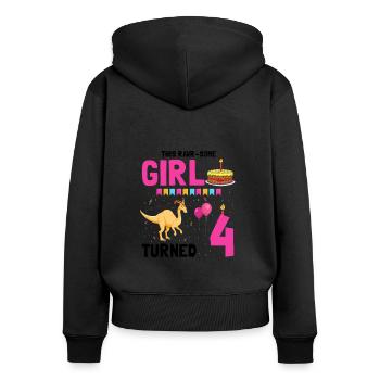 Parasaurolophus Kids Design pour les dinosaures - Sweat à capuche zippé Premium bio Femme - noir - Dos - Julia (174cm)