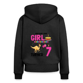 Parasaurolophus Boys Design Birthday Party - Women's Premium Organic Zip Hoodie - black - Back - Julia (174cm)
