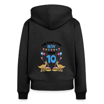 Parasaurolophus Kids for Dinosaur Birthday - Women's Premium Organic Zip Hoodie - black - Back - Julia (174cm)