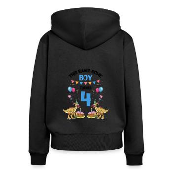 Parasaurolophus Kids for Dinosaur Birthday - Women's Premium Organic Zip Hoodie - black - Back - Julia (174cm)