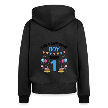 Parasaurolophus Kids for Dinosaur Birthday - Women's Premium Organic Zip Hoodie - black - Back - Julia (174cm)