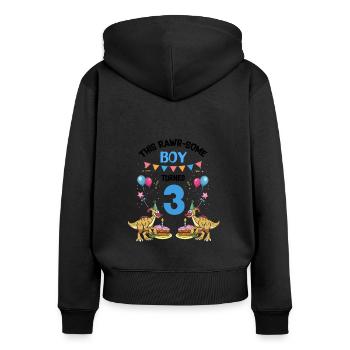 Parasaurolophus Kids for Dinosaur Birthday - Women's Premium Organic Zip Hoodie - black - Back - Julia (174cm)