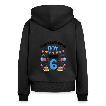 Parasaurolophus Boys Design Fête d’anniversaire - Sweat à capuche zippé Premium bio Femme - noir - Dos - Julia (174cm)