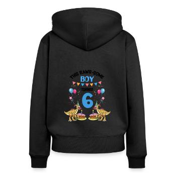 Parasaurolophus Enfants pour l’anniversaire des dinosaures - Sweat à capuche zippé Premium bio Femme - noir - Dos - Julia (174cm)