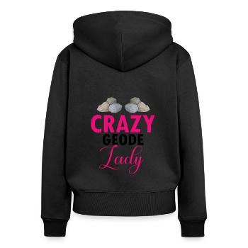 Collectionneur de pierres précieuses et recherche sur les pierres précieuses - Sweat à capuche zippé Premium bio Femme - noir - Dos - Julia (174cm)