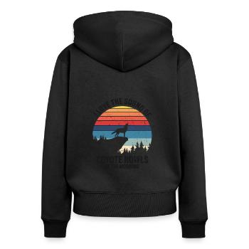 Capture de coyotes et conception de chasseur de coyotes - Sweat à capuche zippé Premium bio Femme - noir - Dos - Julia (174cm)