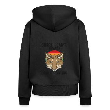 Conception de chasseur de coyote pour la chasse au coyote - Sweat à capuche zippé Premium bio Femme - noir - Dos - Julia (174cm)