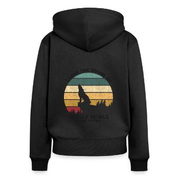 Conception de coyote pour les réacteurs de coyote - Sweat à capuche zippé Premium bio Femme - noir - Dos - Julia (174cm)