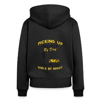 Gabelstaplerfahrer und Lagerhaus Gabestaplerfahrer - Frauen Premium Bio Zip Hoodie - Schwarz - Hinten - Julia (174cm)