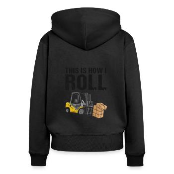 Gabelstaplerfahrer und Lagerhaus Gabestaplerfahrer - Frauen Premium Bio Zip Hoodie - Schwarz - Hinten - Julia (174cm)