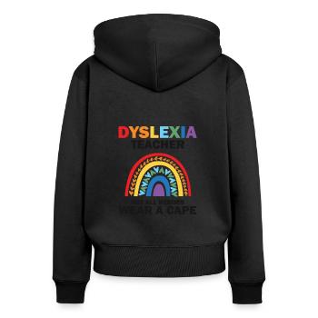 Dyslexia Awareness and Dyslexia Teachers - Women's Premium Organic Zip Hoodie - black - Back - Julia (174cm)