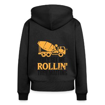Concrete construction design for construction workers and construction site - Women's Premium Organic Zip Hoodie - black - Back - Julia (174cm)