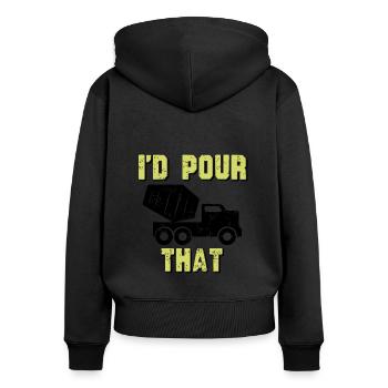 Conception de construction en béton pour les travailleurs de la construction et les chantiers de construction - Sweat à capuche zippé Premium bio Femme - noir - Dos - Julia (174cm)