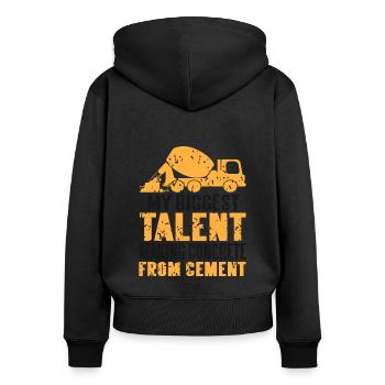 Conception de construction en béton pour les travailleurs de la construction et les chantiers de construction - Sweat à capuche zippé Premium bio Femme - noir - Dos - Julia (174cm)