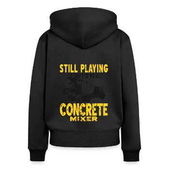 Conception de construction en béton pour les travailleurs de la construction et les chantiers de construction - Sweat à capuche zippé Premium bio Femme - noir - Dos - Julia (174cm)