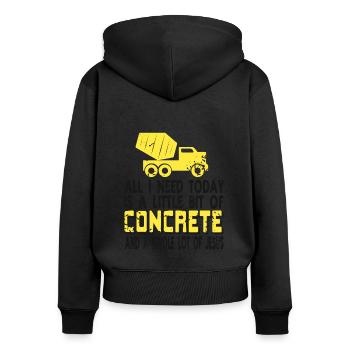 Conception de construction en béton pour les travailleurs de la construction et les chantiers de construction - Sweat à capuche zippé Premium bio Femme - noir - Dos - Julia (174cm)