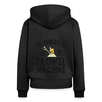 Conception de construction en béton pour les travailleurs de la construction et les chantiers de construction - Sweat à capuche zippé Premium bio Femme - noir - Dos - Julia (174cm)