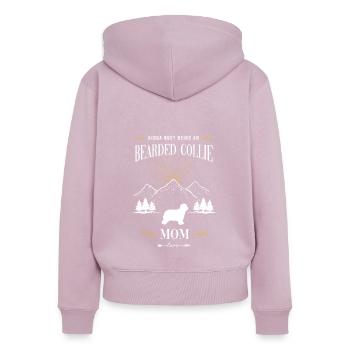 Bearded Collie - Frauen Premium Bio Zip Hoodie - Altrosa - Hinten - Julia (174cm)