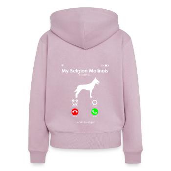 Malinois Belgischer Schäferhund - Frauen Premium Bio Zip Hoodie - Altrosa - Hinten - Julia (174cm)
