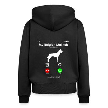 Malinois Belgischer Schäferhund - Frauen Premium Bio Zip Hoodie - Schwarz - Hinten - Julia (174cm)