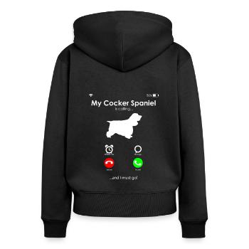 Cocker Spaniel - Sweat à capuche zippé Premium bio Femme - noir - Dos - Julia (174cm)