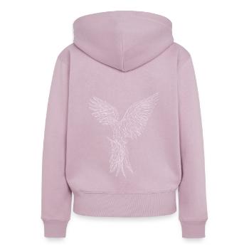 Perroquet gris africain T-shirt Perruche T-S - Sweat à capuche zippé Premium bio Femme - rose poudré - Dos - Julia (174cm)