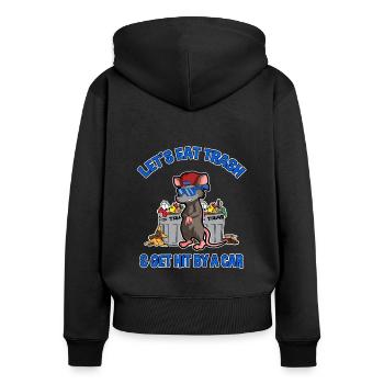 Opossum Design für Possum Fans und Opossum Fans - Frauen Premium Bio Zip Hoodie - Schwarz - Hinten - Julia (174cm)