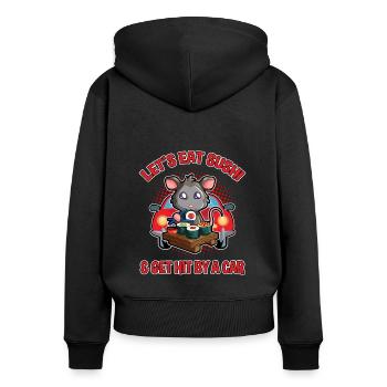 Opossum Design für Possum Fans und Opossum Fans - Frauen Premium Bio Zip Hoodie - Schwarz - Hinten - Julia (174cm)