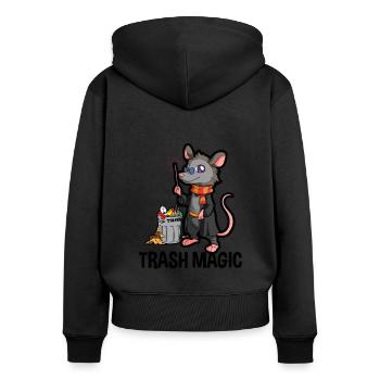 Opossum Design für Possum Fans und Opossum Fans - Frauen Premium Bio Zip Hoodie - Schwarz - Hinten - Julia (174cm)