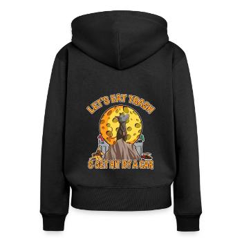 Opossum Design für Possum Fans und Opossum Fans - Frauen Premium Bio Zip Hoodie - Schwarz - Hinten - Julia (174cm)