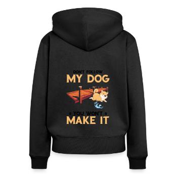 Dock Diving Design for Dog Jumping and Dock Dog - Women's Premium Organic Zip Hoodie - black - Back - Julia (174cm)
