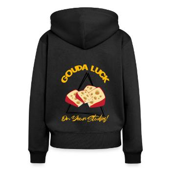 Design de charcuterie pour les fromagers - Sweat à capuche zippé Premium bio Femme - noir - Dos - Julia (174cm)