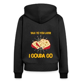 Geräucherter Gouda Design und Gouda-Feinschmecker - Frauen Premium Bio Zip Hoodie - Schwarz - Hinten - Julia (174cm)