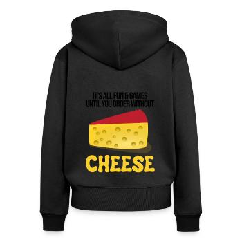 Gouda lovers for smoked Gouda - Women's Premium Organic Zip Hoodie - black - Back - Julia (174cm)