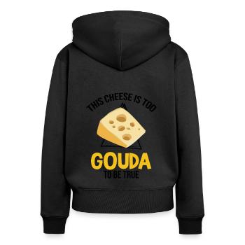 Gouda-Liebhaber für geräucherten Gouda - Frauen Premium Bio Zip Hoodie - Schwarz - Hinten - Julia (174cm)